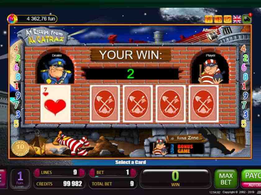 Рискованный раунд в автомате Alcatraz  Риск-игра в слоте Alcatraz
